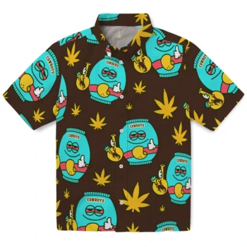 wyoming cowboys bong smile brown hawaiian shirts best selling
