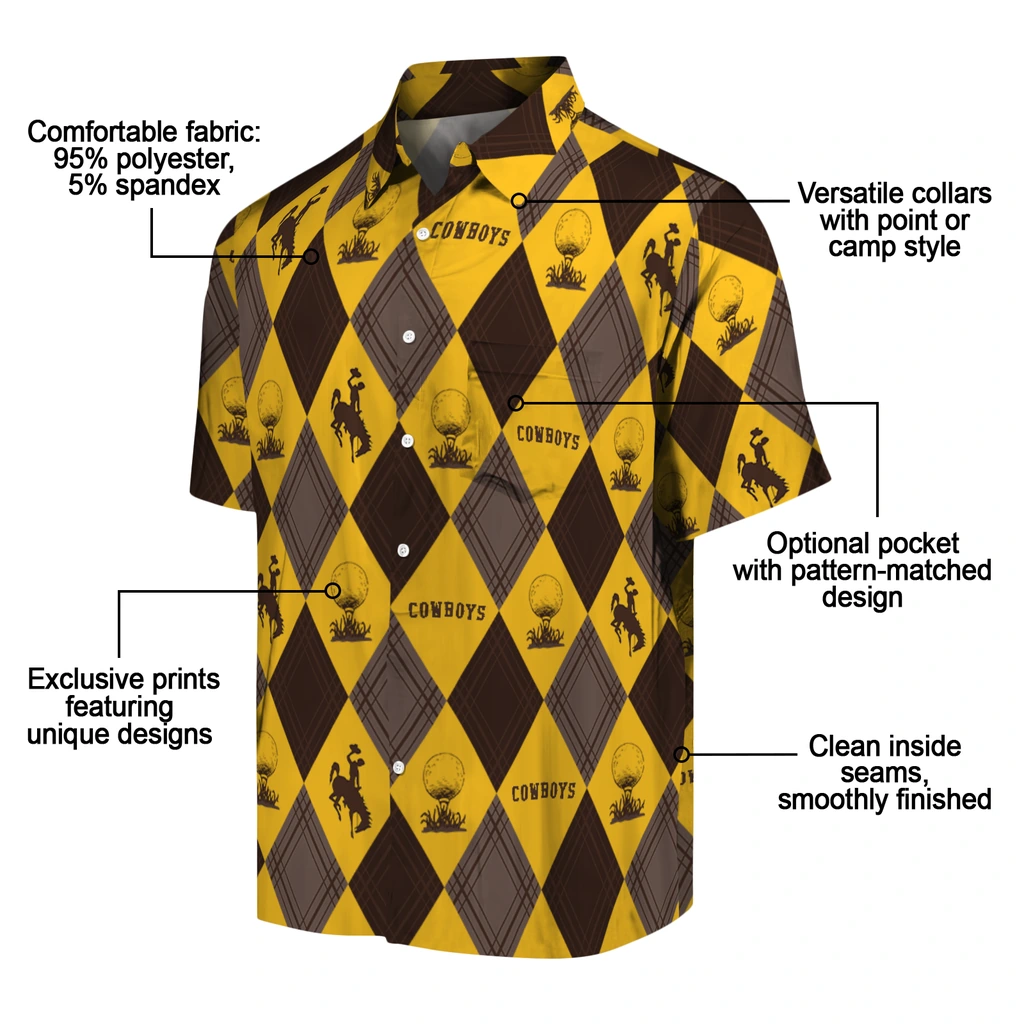 Wyoming Cowboys Hawaiian Shirt - Golfing Plaid wyoming cowboys balloon plaid brown hawaiian shirts new arrival