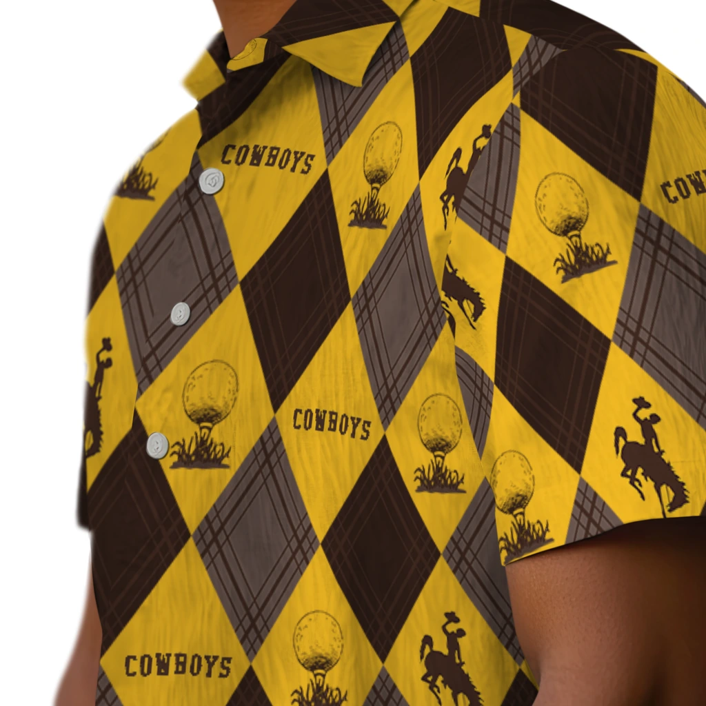 Wyoming Cowboys Hawaiian Shirt - Golfing Plaid wyoming cowboys balloon plaid brown hawaiian shirts trendy