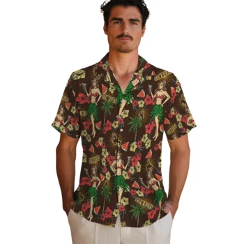 wyoming cowboys hawaiian girls design brown hawaiian shirts fashion forward