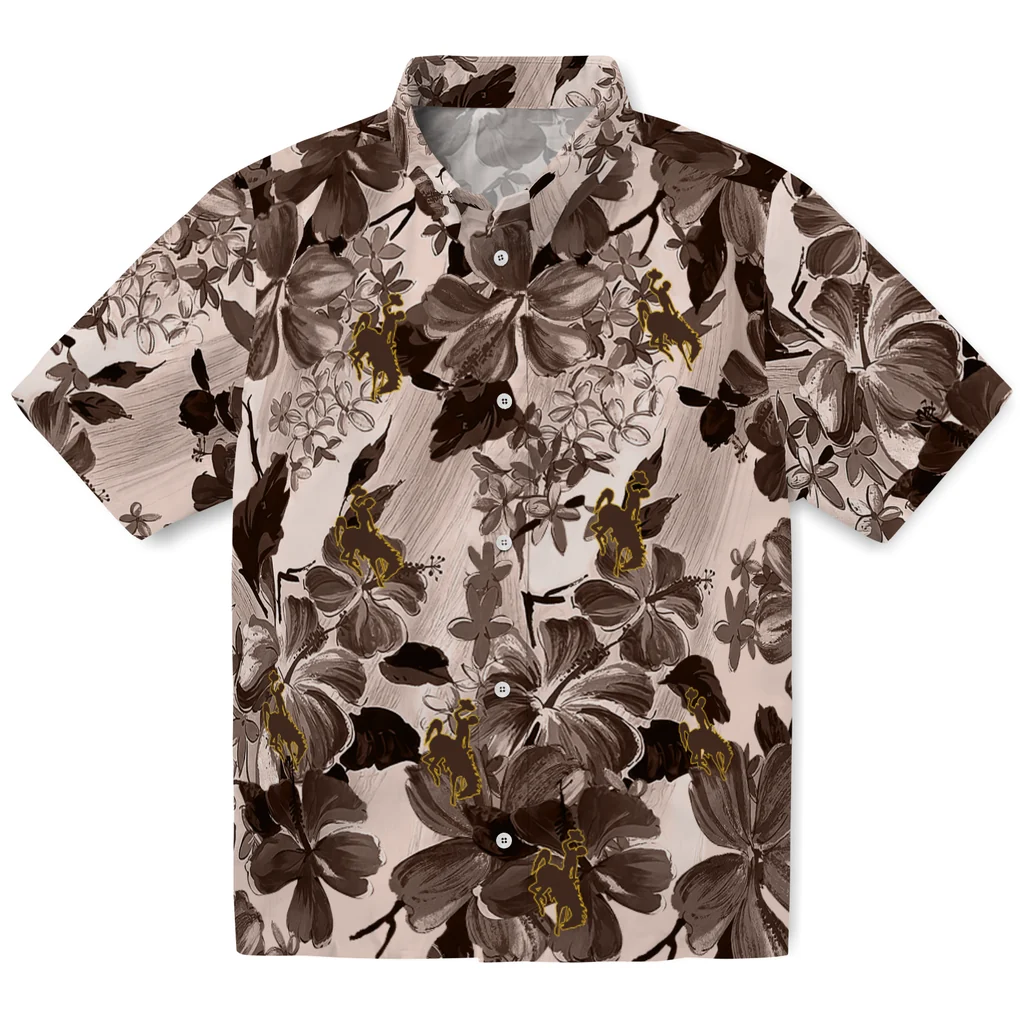 Wyoming Cowboys Hawaiian Shirt - Hibiscus Arrangement wyoming cowboys hibiscus arrangement brown hawaiian shirts best selling