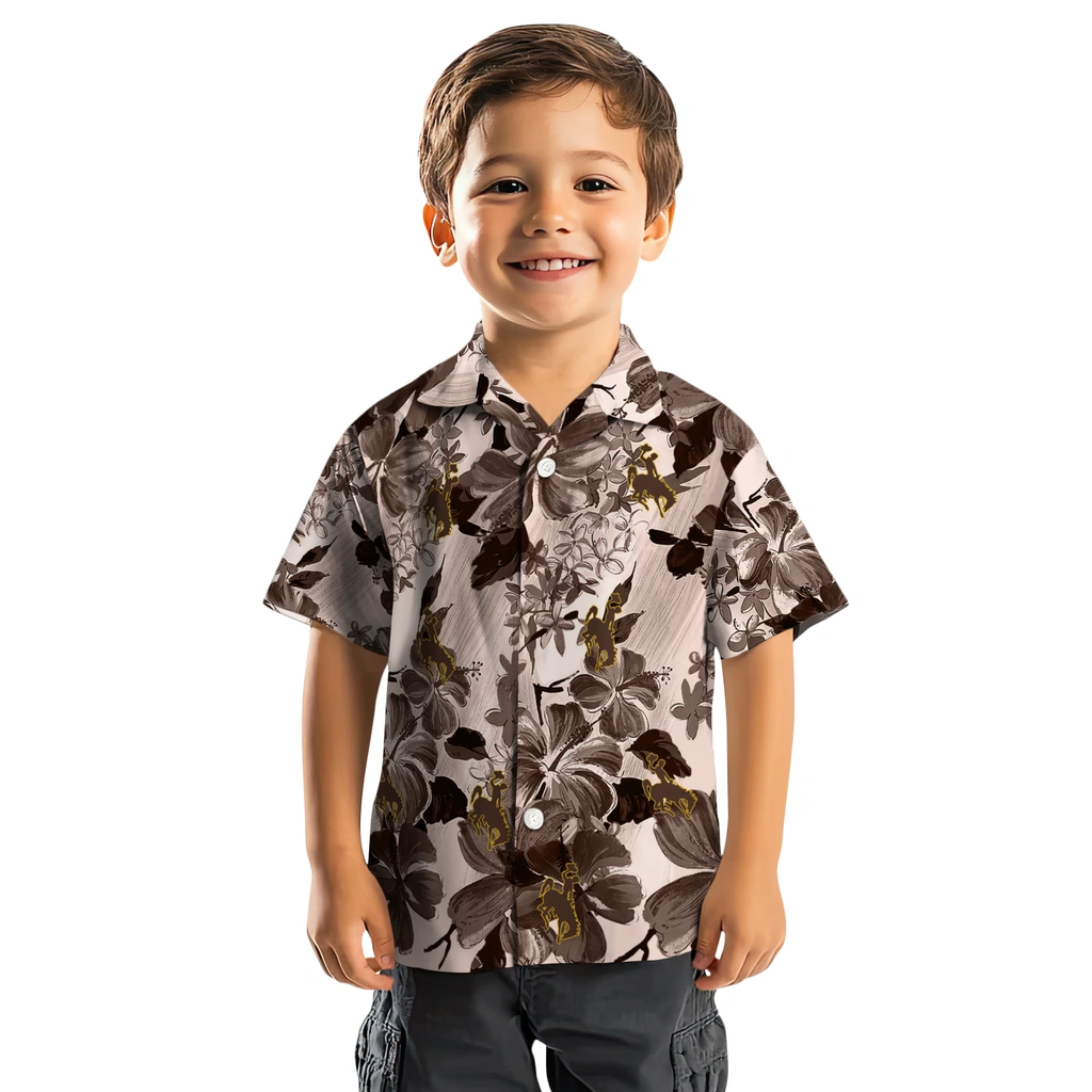 Wyoming Cowboys Hawaiian Shirt - Hibiscus Arrangement wyoming cowboys hibiscus arrangement brown hawaiian shirts top rated
