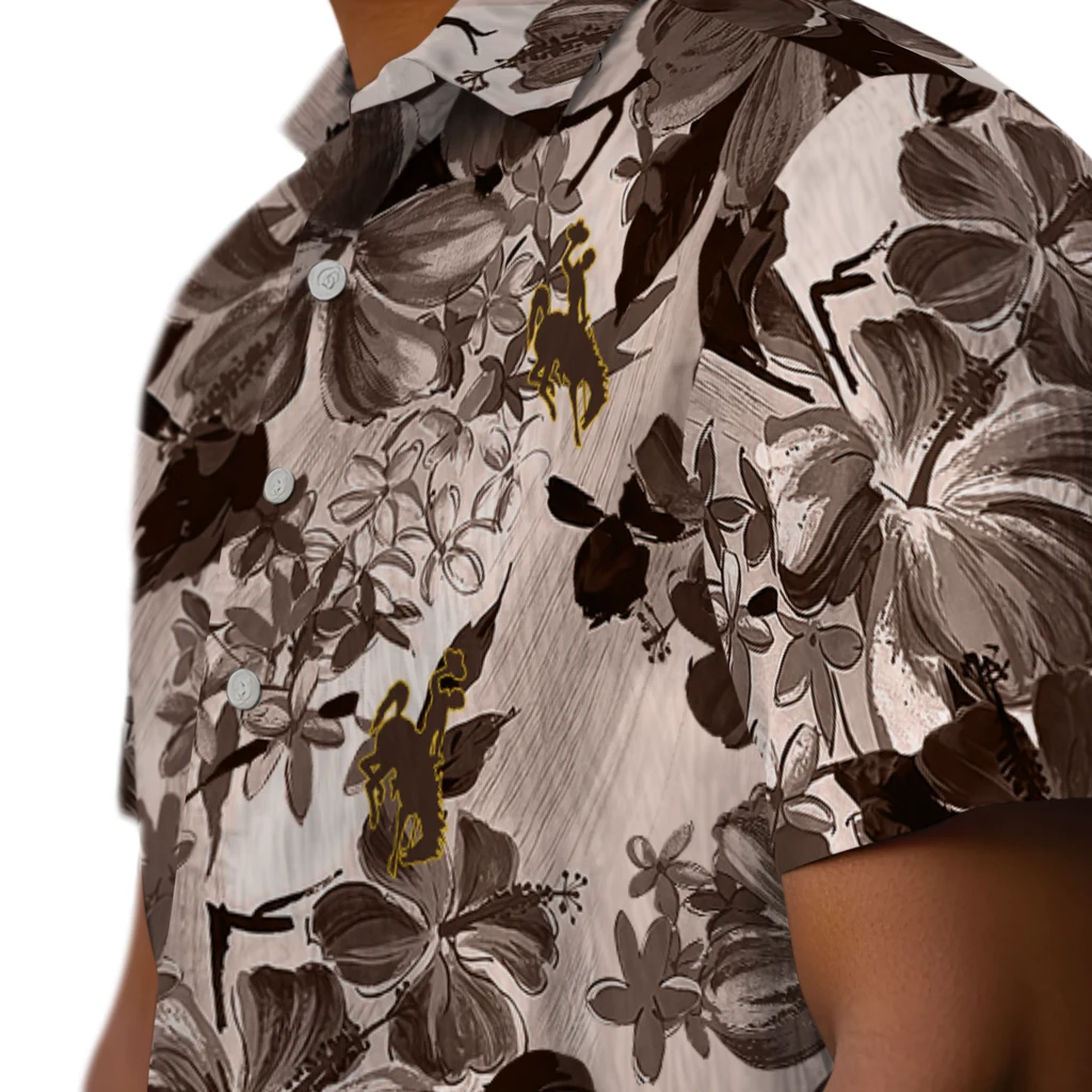 Wyoming Cowboys Hawaiian Shirt - Hibiscus Arrangement wyoming cowboys hibiscus arrangement brown hawaiian shirts trendy