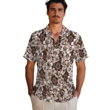 wyoming cowboys hibiscus blooms brown hawaiian shirts fashion forward