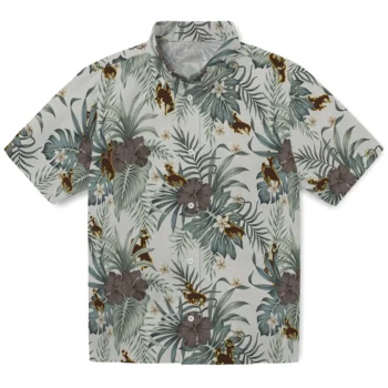 wyoming cowboys hibiscus designs beige hawaiian shirts best selling