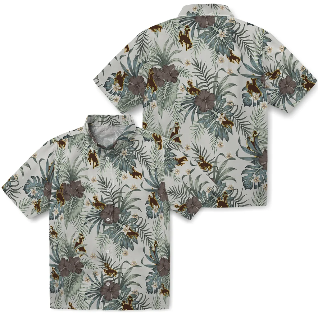 Wyoming Cowboys Hawaiian Shirt - Hibiscus Designs wyoming cowboys hibiscus designs beige hawaiian shirts high quality