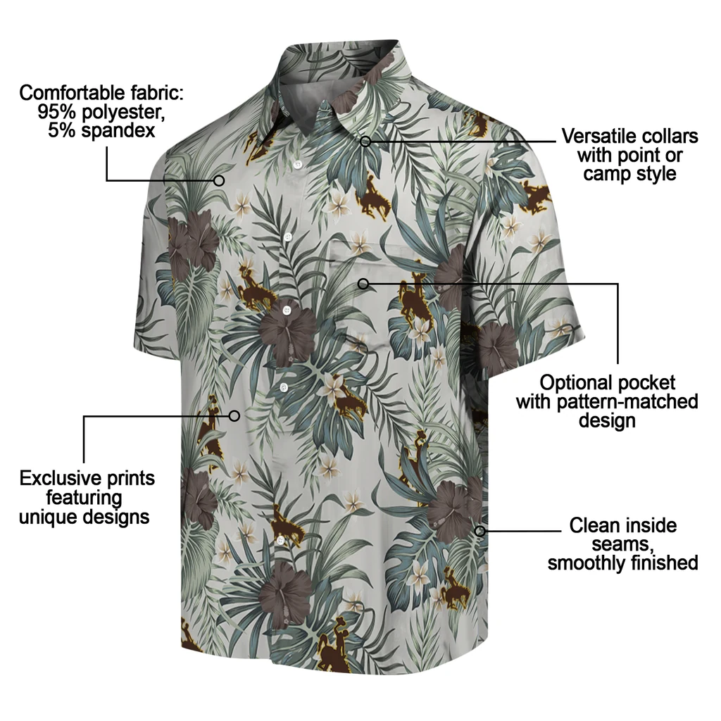 Wyoming Cowboys Hawaiian Shirt - Hibiscus Designs wyoming cowboys hibiscus designs beige hawaiian shirts new arrival