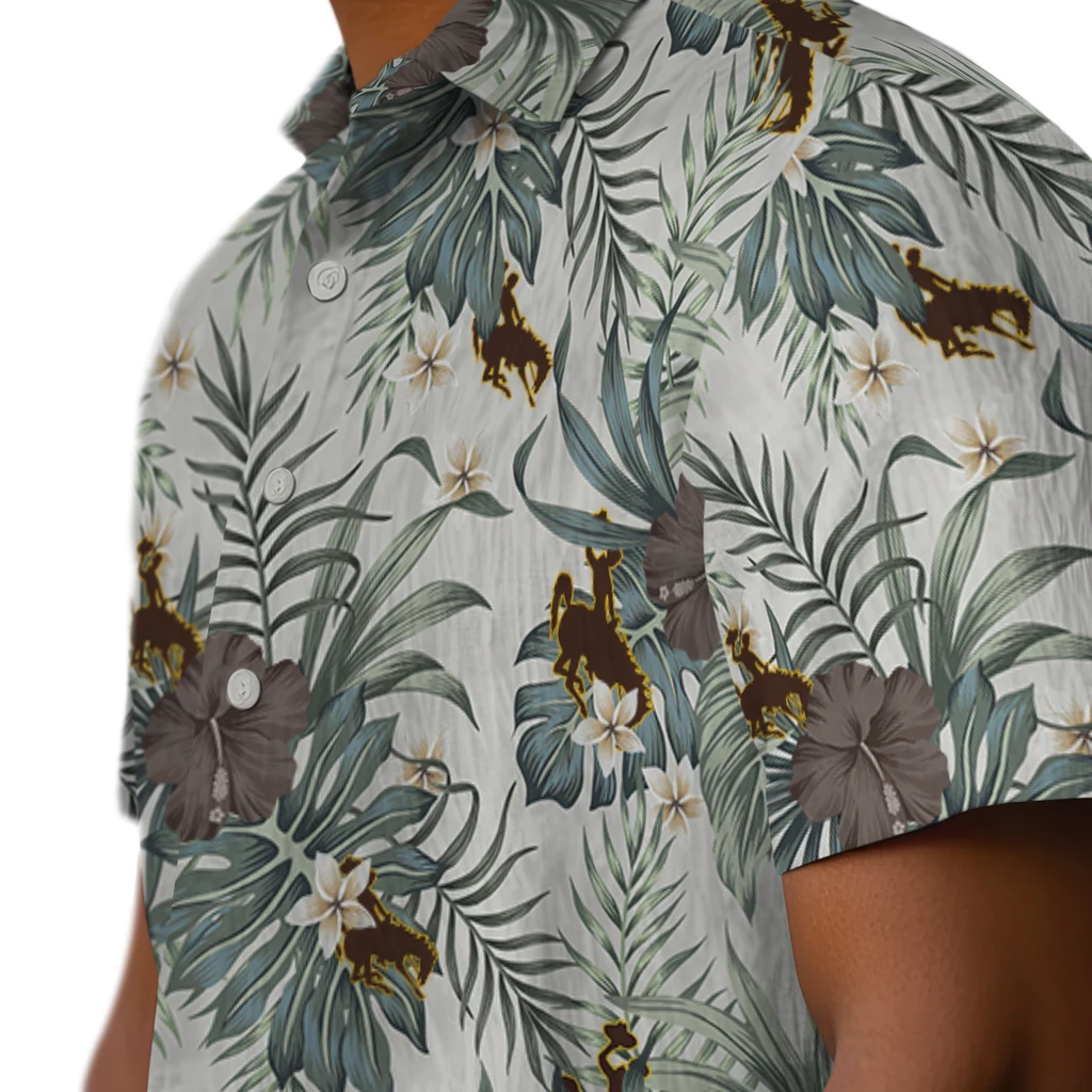 Wyoming Cowboys Hawaiian Shirt - Hibiscus Designs wyoming cowboys hibiscus designs beige hawaiian shirts trendy