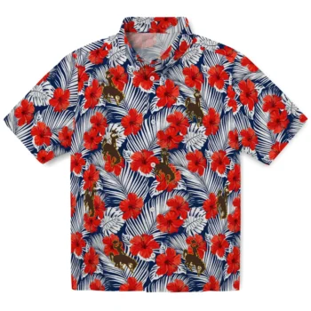 wyoming cowboys hibiscus fiesta red royal blue hawaiian shirts best selling