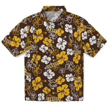 wyoming cowboys hibiscus bloom brown hawaiian shirts best selling
