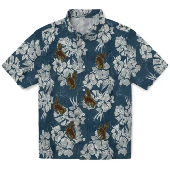 wyoming cowboys hibiscus flowers navy blue hawaiian shirts best selling