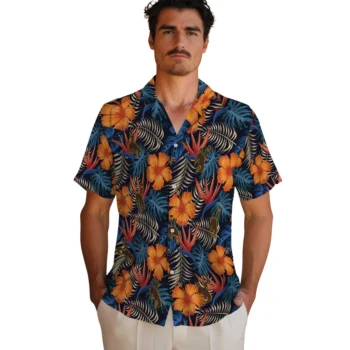 wyoming cowboys hibiscus foliage hawaiian shirts fashion forward