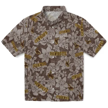 wyoming cowboys hibiscus oasis brown hawaiian shirts best selling