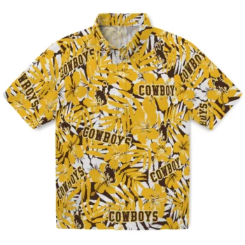 wyoming cowboys hibiscus overlay hawaiian shirts best selling