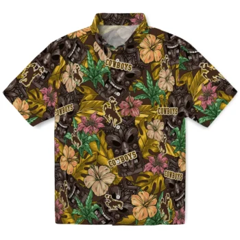 wyoming cowboys tiki jungle brown hawaiian shirts best selling