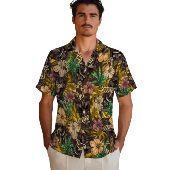 wyoming cowboys tiki jungle brown hawaiian shirts fashion forward