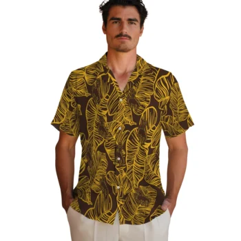 wyoming cowboys leaf outline brown hawaiian shirts fashion forward