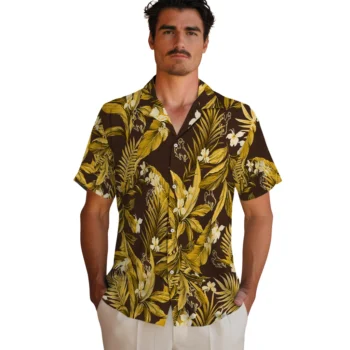 wyoming cowboys palm leaves brown hawaiian shirts fashion forward
