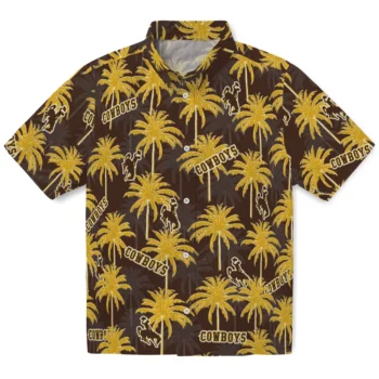 wyoming cowboys palm grove brown hawaiian shirts best selling