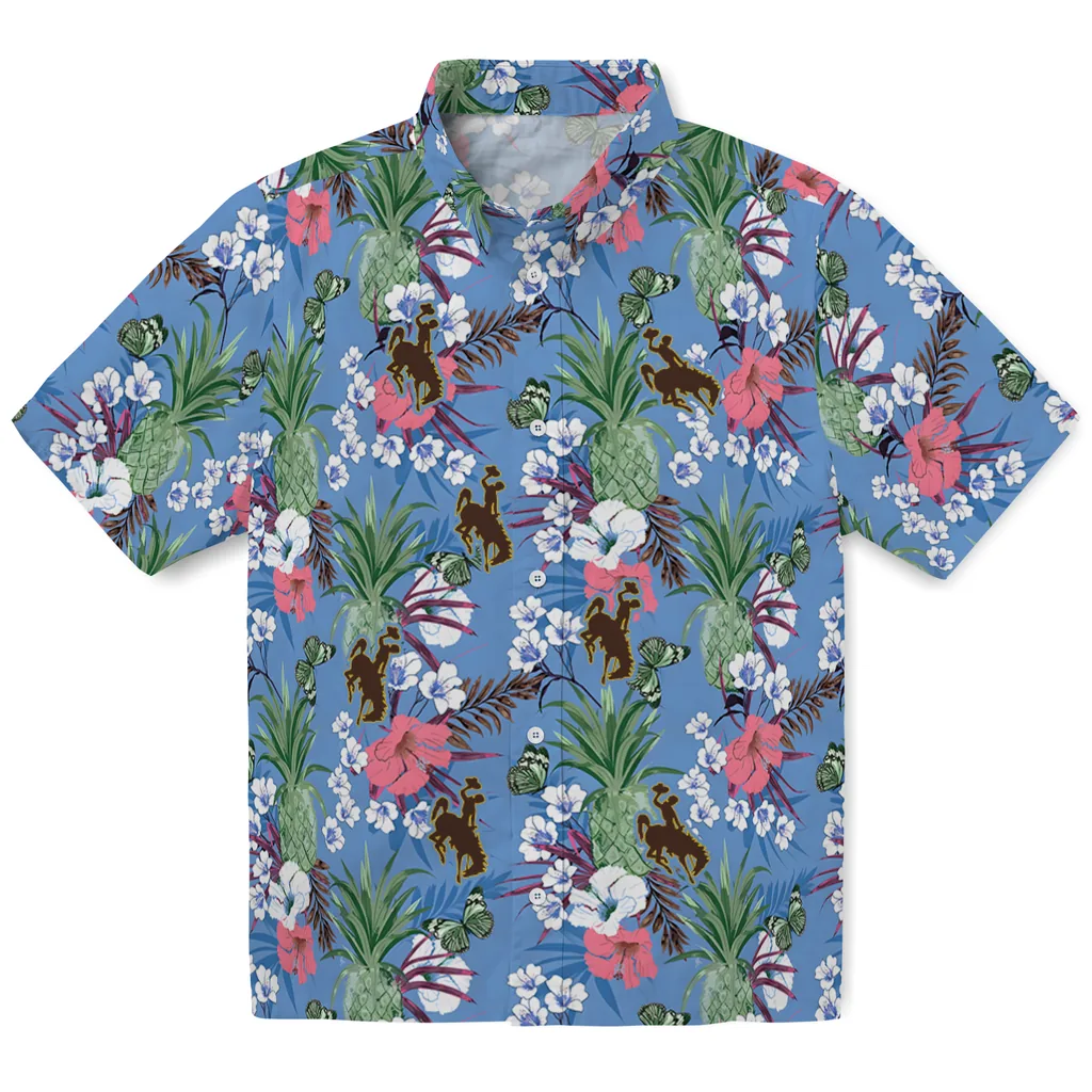 Wyoming Cowboys Hawaiian Shirt - Pineapple Bouquet wyoming cowboys pineapple bouquet best sky blue hawaiian shirts best selling