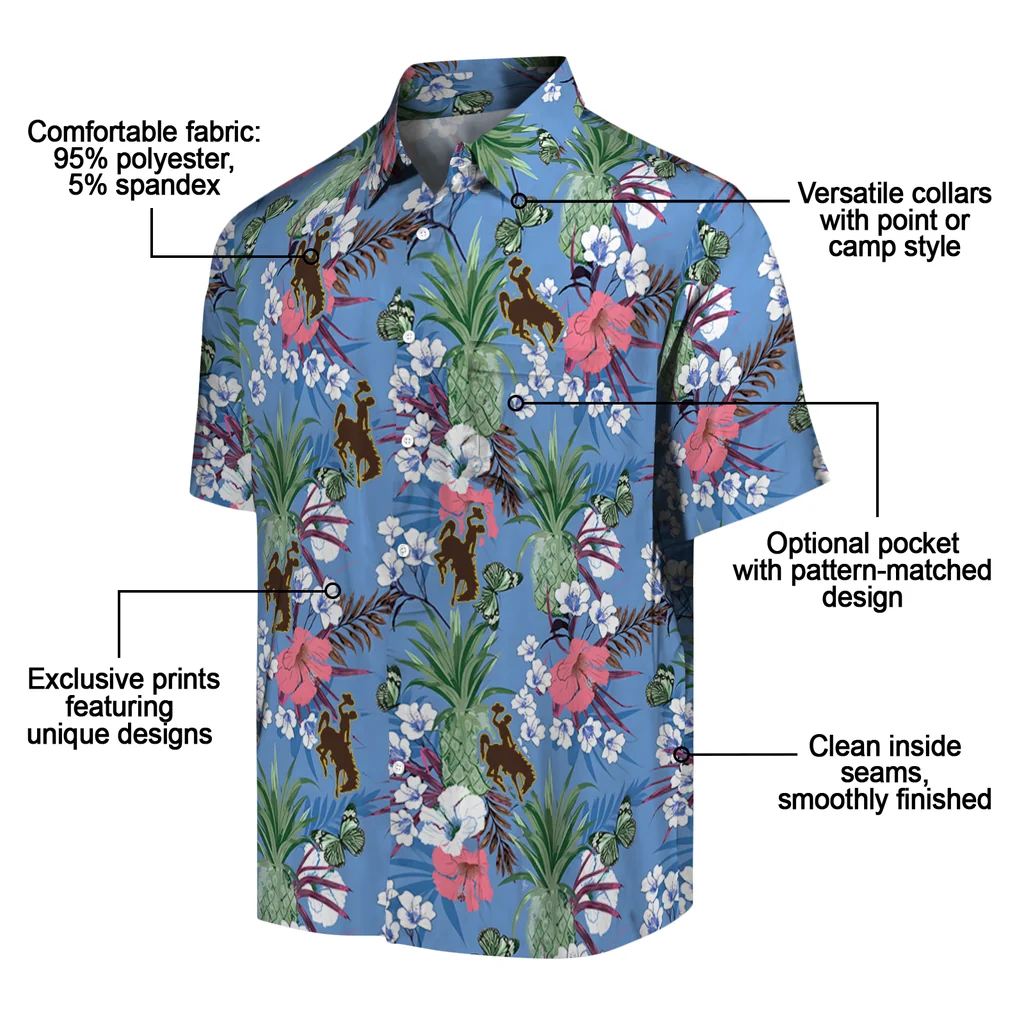 Wyoming Cowboys Hawaiian Shirt - Pineapple Bouquet wyoming cowboys pineapple bouquet best sky blue hawaiian shirts new arrival