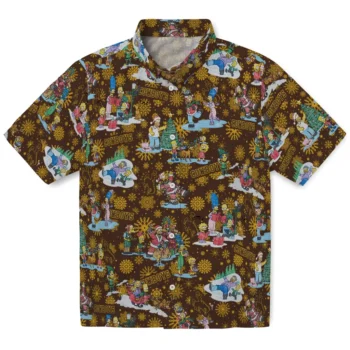 wyoming cowboys simpsons christmas brown hawaiian shirts best selling