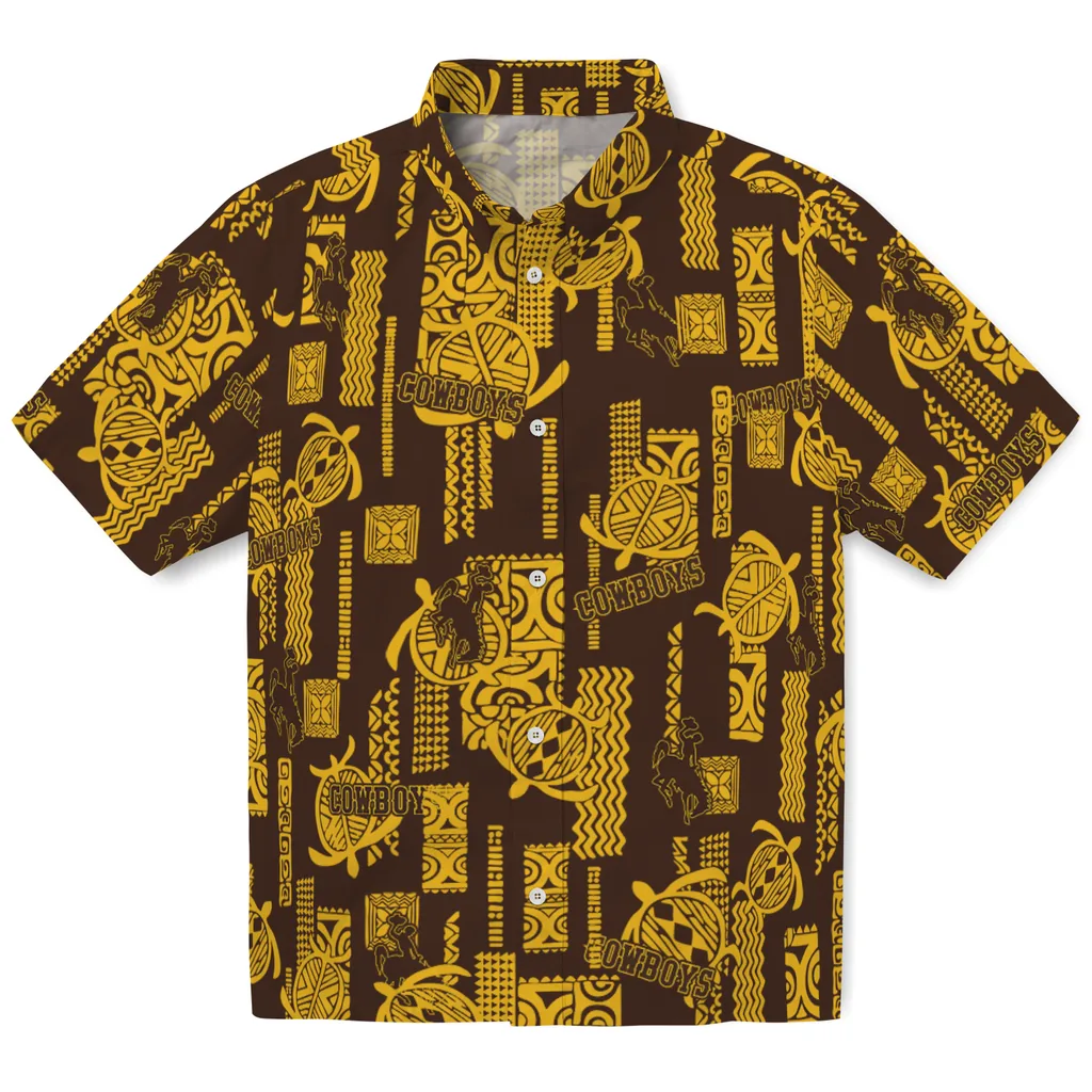 Wyoming Cowboys Hawaiian Shirt - Turtle Lines wyoming cowboys turtle lines brown hawaiian shirts best selling