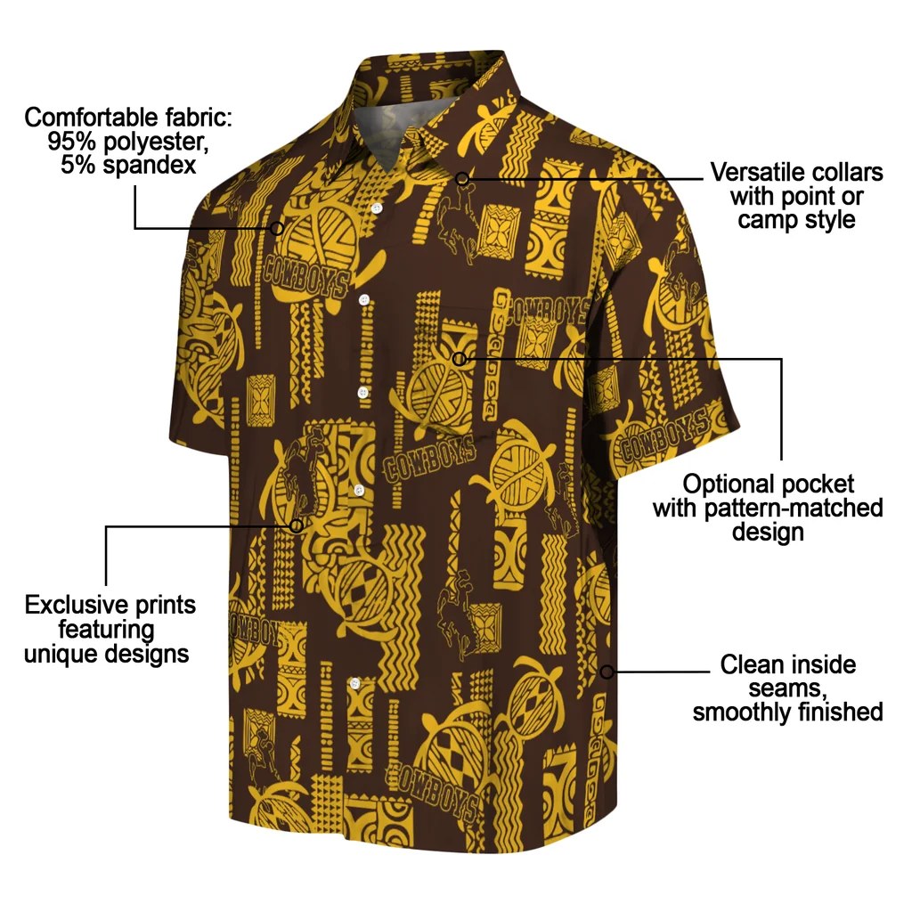 Wyoming Cowboys Hawaiian Shirt - Turtle Lines wyoming cowboys turtle lines brown hawaiian shirts new arrival