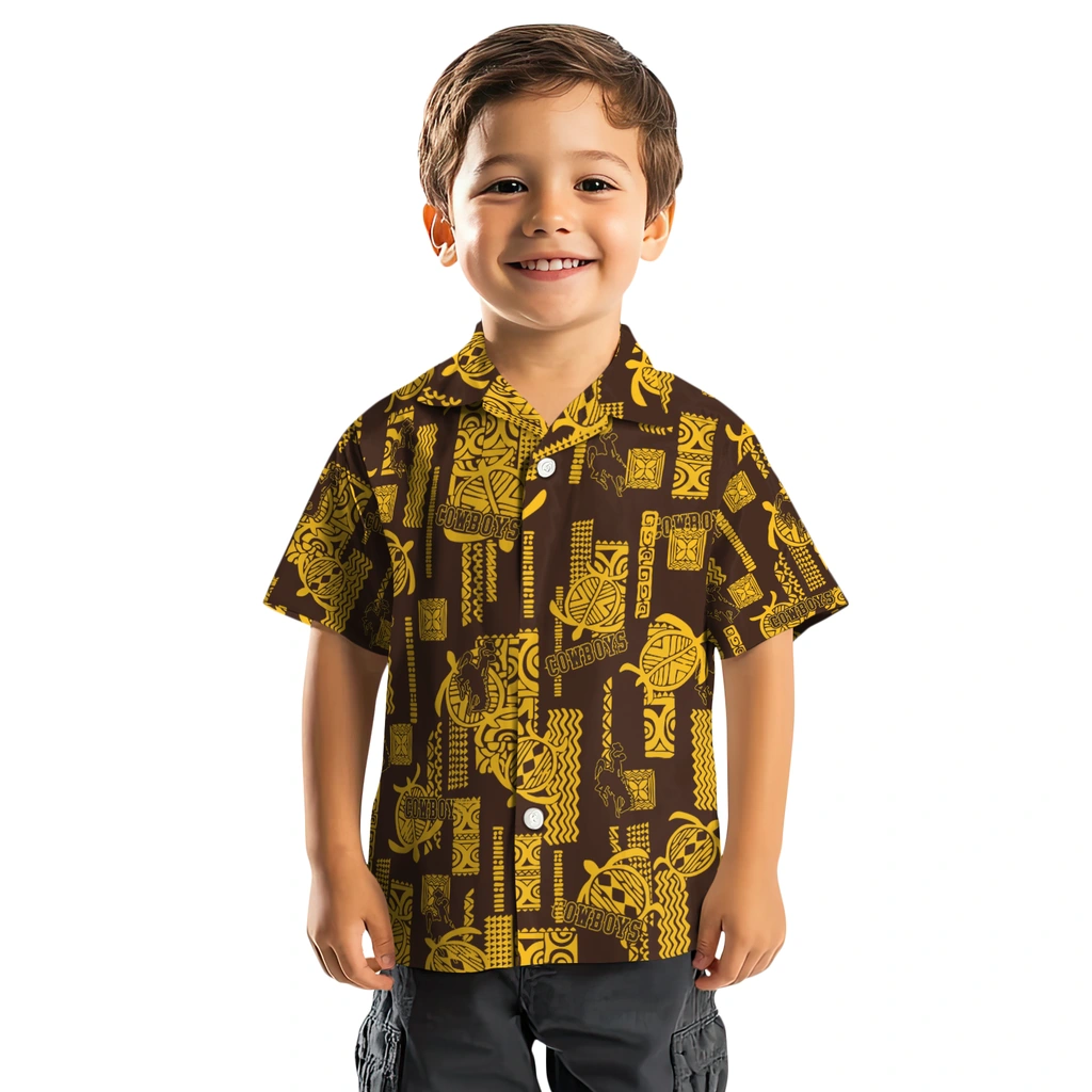Wyoming Cowboys Hawaiian Shirt - Turtle Lines wyoming cowboys turtle lines brown hawaiian shirts top rated