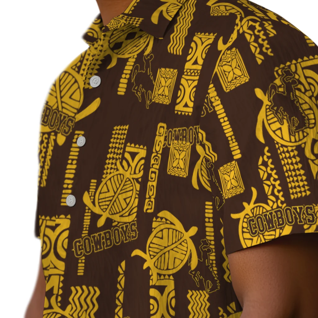 Wyoming Cowboys Hawaiian Shirt - Turtle Lines wyoming cowboys turtle lines brown hawaiian shirts trendy