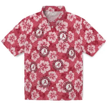 Alabama Crimson Tide Hawaiian Shirt - Hibiscus Cluster