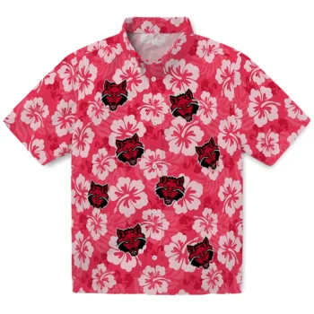 Arkansas State Red Wolves Hawaiian Shirt - Hibiscus Cluster