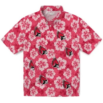 Ball State Cardinals Hawaiian Shirt - Hibiscus Cluster