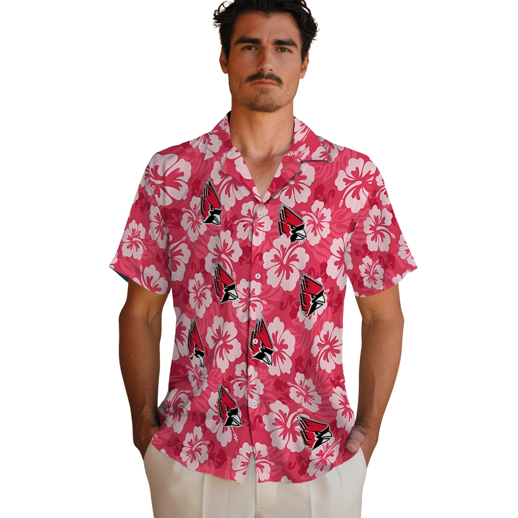 ball-state-cardinals-hawaiian-shirt-hibiscus-cluster-red-fashion-forward.webp