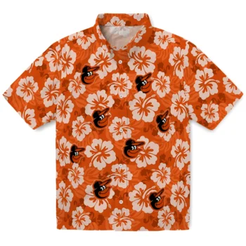 Baltimore Orioles Hawaiian Shirt - Hibiscus Cluster