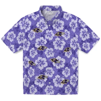Baltimore Ravens Hawaiian Shirt - Hibiscus Cluster