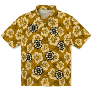 Boston Bruins Hawaiian Shirt - Hibiscus Cluster