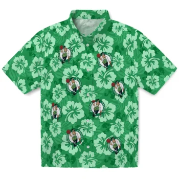 Boston Celtics Hawaiian Shirt - Hibiscus Cluster