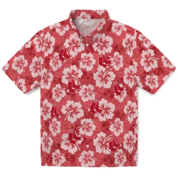 Boston Red Sox Hawaiian Shirt - Hibiscus Cluster