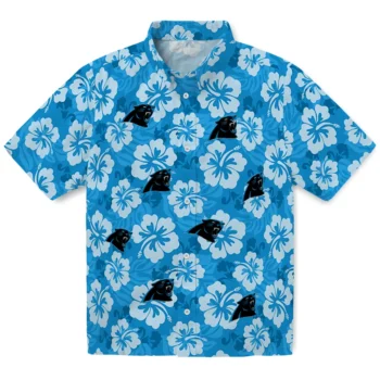Carolina Panthers Hawaiian Shirt - Hibiscus Cluster