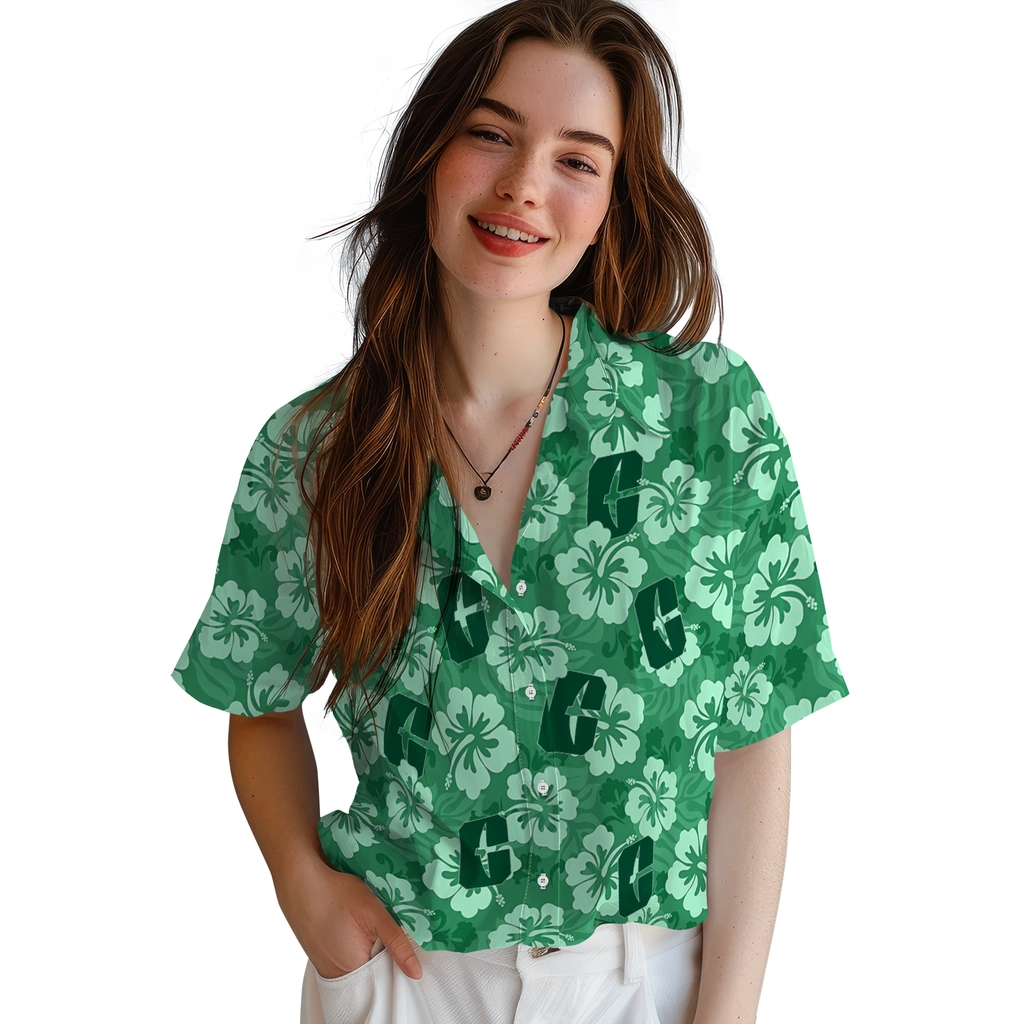 charlotte-49ers-hawaiian-shirt-hibiscus-cluster-green-latest-model.webp