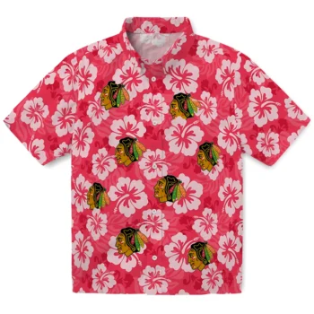Chicago Blackhawks Hawaiian Shirt - Hibiscus Cluster