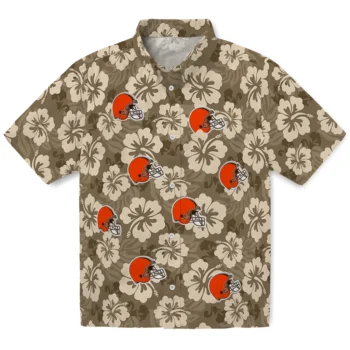Cleveland Browns Hawaiian Shirt - Hibiscus Cluster