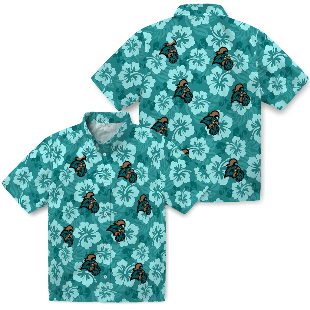 coastal-carolina-chanticleers-hawaiian-shirt-hibiscus-cluster-green-high-quality.webp