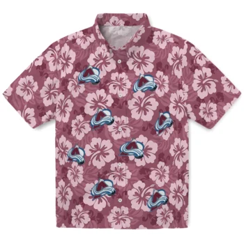 Colorado Avalanche Hawaiian Shirt - Hibiscus Cluster