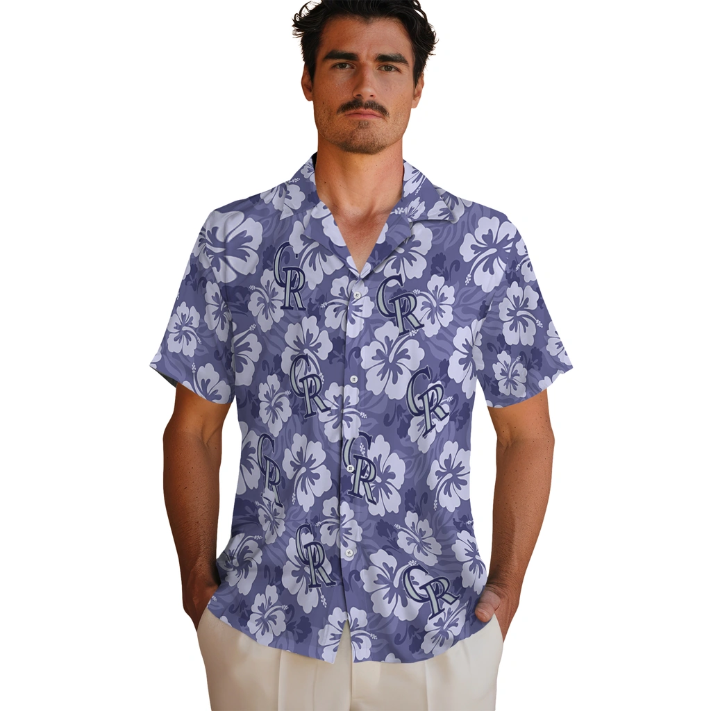 colorado-rockies-hawaiian-shirt-hibiscus-cluster-blue-fashion-forward.webp