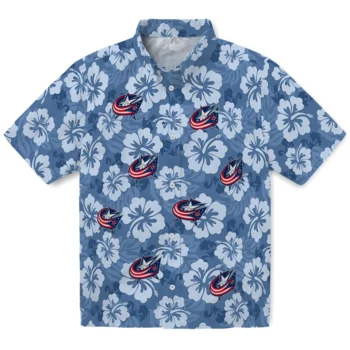 Columbus Blue Jackets Hawaiian Shirt - Hibiscus Cluster