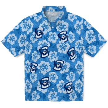 Creighton Bluejays Hawaiian Shirt - Hibiscus Cluster
