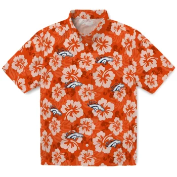 Denver Broncos Hawaiian Shirt - Hibiscus Cluster