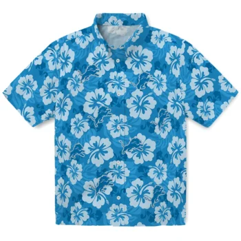 Detroit Lions Hawaiian Shirt - Hibiscus Cluster